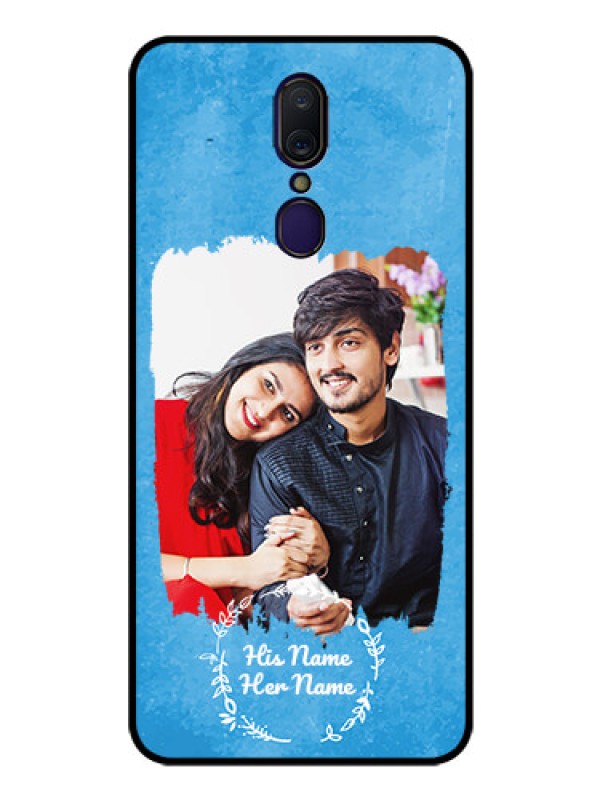 Custom Oppo F11 Custom Glass Phone Case - Blue Color Vintage Design
