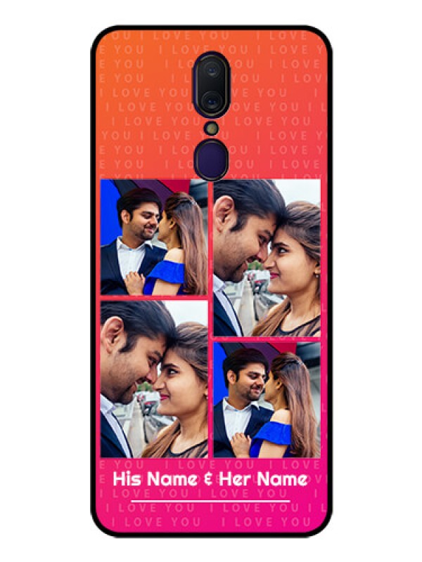 Custom Oppo F11 Custom Glass Phone Case  - I Love You Pink Design