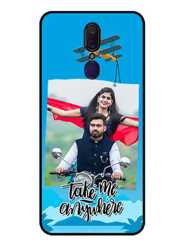 Custom Oppo F11 Custom Glass Mobile Case  - Traveller Design 