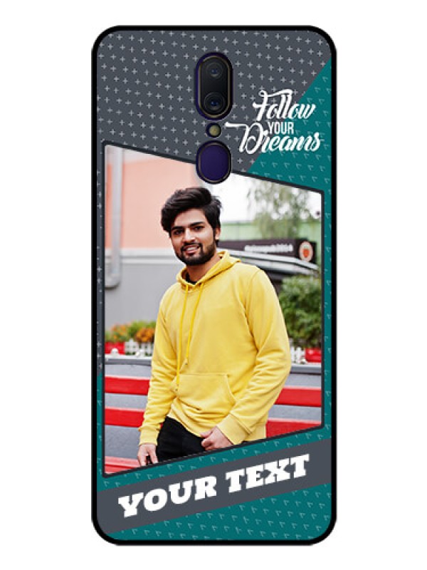 Custom Oppo F11 Personalized Glass Phone Case  - Background Pattern Design with Quote