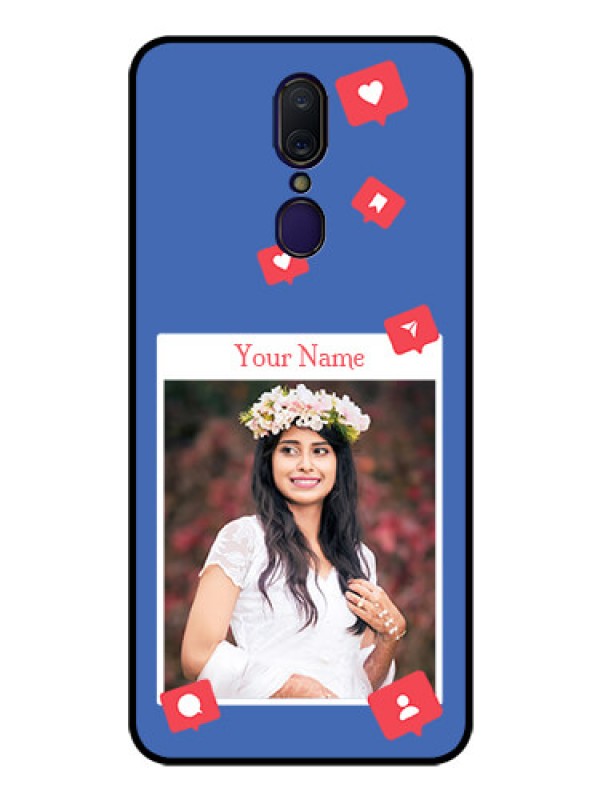Custom Oppo F11 Custom Glass Phone Case - Like Share And Comment Design