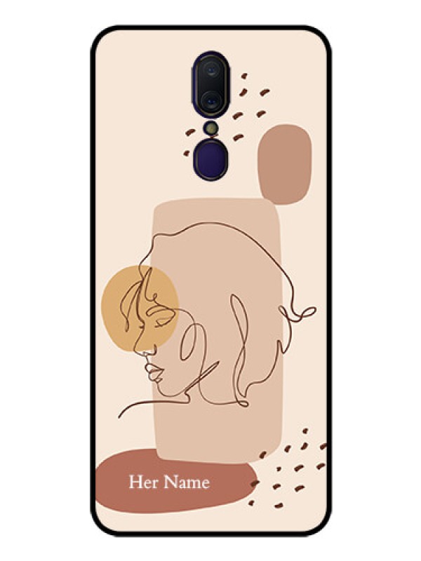 Custom Oppo F11 Photo Printing on Glass Case - Calm Woman line art Design