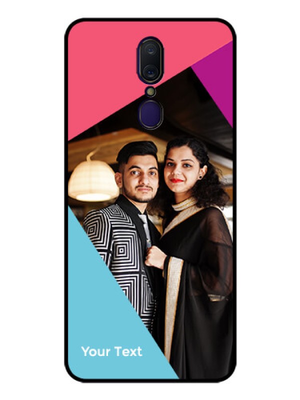 Custom Oppo F11 Custom Glass Mobile Case - Stacked Triple colour Design