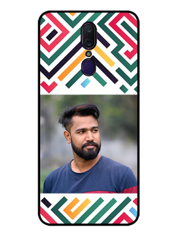 Custom Oppo F11 Personalized Glass Phone Case - Colorful Maze Pattern Design