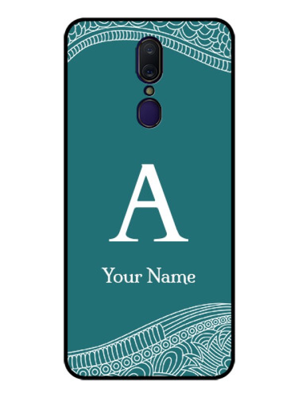 Custom Oppo F11 Personalized Glass Phone Case - line art pattern with custom name Design