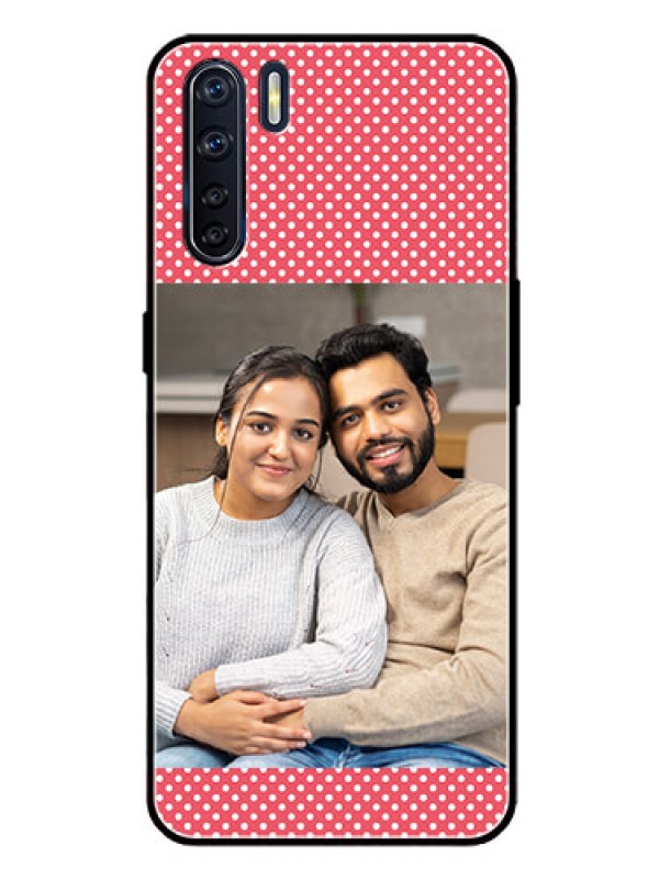 Custom Oppo F15 Custom Glass Phone Case  - White Dotted Design