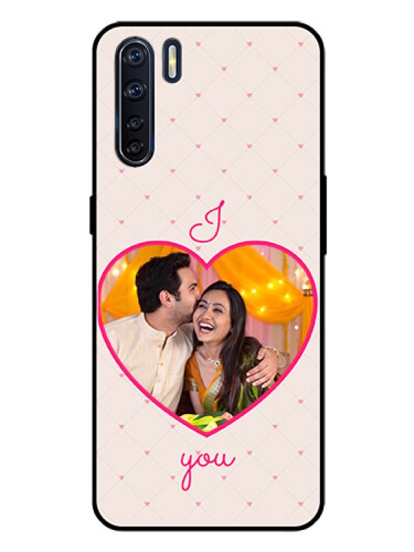 Custom Oppo F15 Custom Glass Mobile Case  - Heart Shape Design