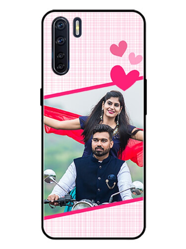 Custom Oppo F15 Custom Glass Phone Case  - Love Shape Heart Design