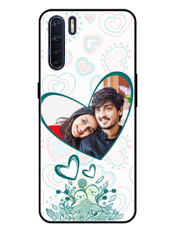 Custom Oppo F15 Photo Printing on Glass Case  - Premium Couple Design