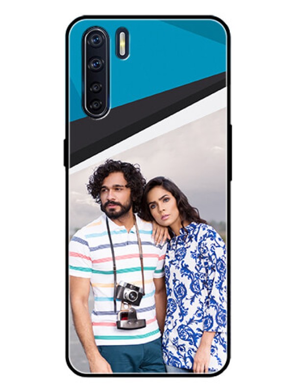 Custom Oppo F15 Photo Printing on Glass Case  - Simple Pattern Photo Upload Design