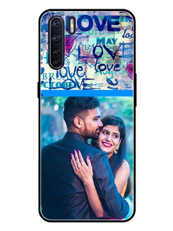 Custom Oppo F15 Custom Glass Mobile Case  - Colorful Love Design