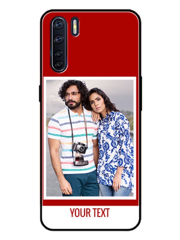 Custom Oppo F15 Personalized Glass Phone Case  - Simple Red Color Design