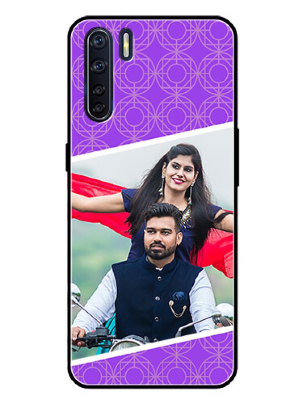 Custom Oppo F15 Custom Glass Phone Case  - Violet Pattern Design