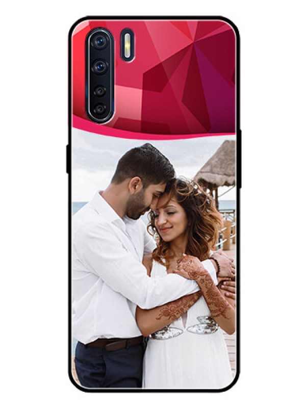 Custom Oppo F15 Custom Glass Mobile Case  - Red Abstract Design