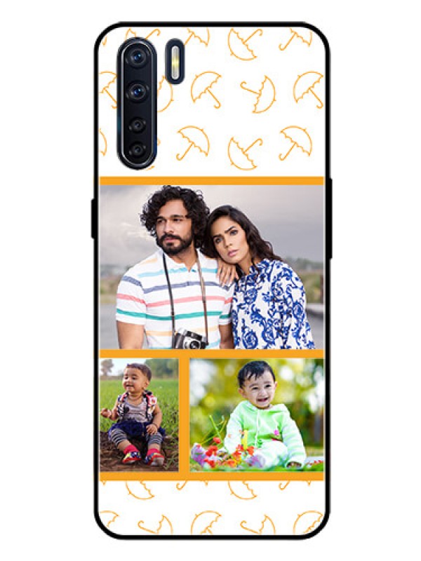 Custom Oppo F15 Custom Glass Mobile Case  - Yellow Pattern Design