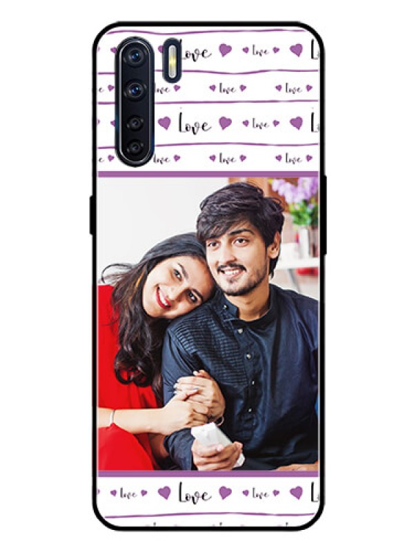 Custom Oppo F15 Custom Glass Mobile Case  - Couples Heart Design