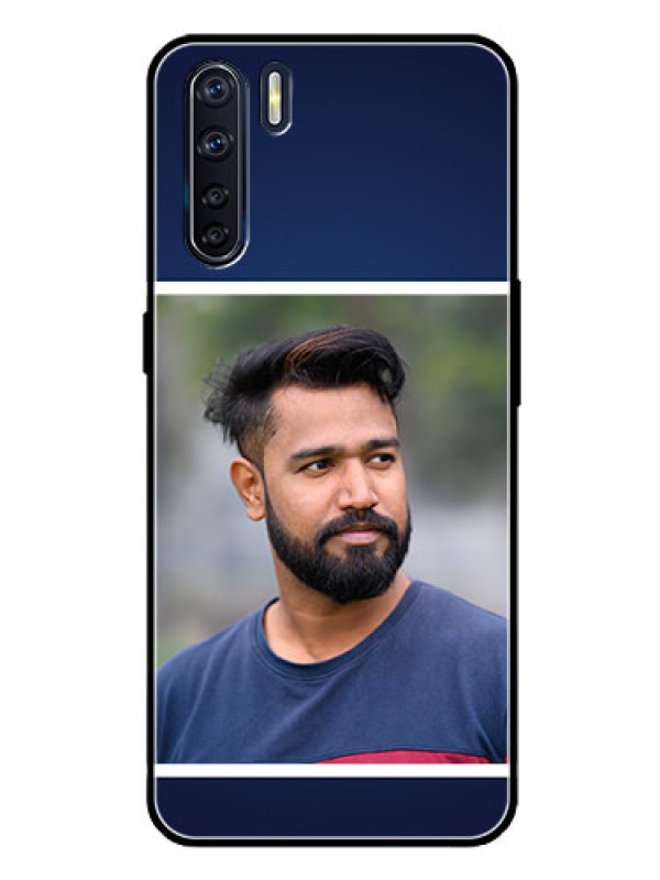 Custom Oppo F15 Personalized Glass Phone Case  - Simple Royal Blue Design