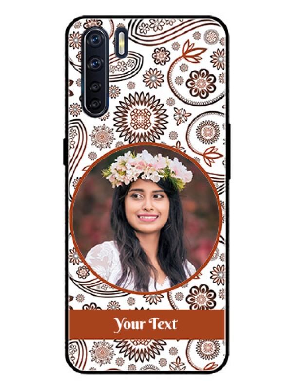 Custom Oppo F15 Custom Glass Mobile Case  - Abstract Floral Design 