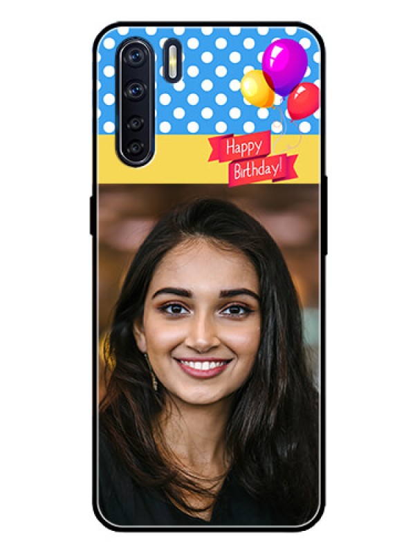 Custom Oppo F15 Custom Glass Mobile Case  - Happy Birthday Design