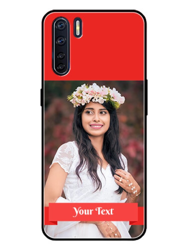 Custom Oppo F15 Custom Glass Phone Case  - Simple Red Color Design