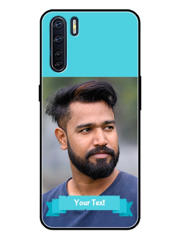 Custom Oppo F15 Personalized Glass Phone Case  - Simple Blue Color Design