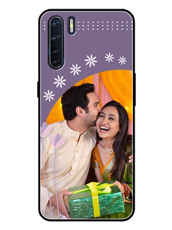 Custom Oppo F15 Custom Glass Mobile Case  - Lavender flowers design 