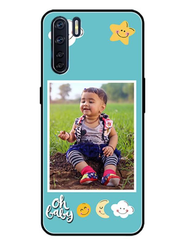 Custom Oppo F15 Personalized Glass Phone Case  - Smiley Kids Stars Design