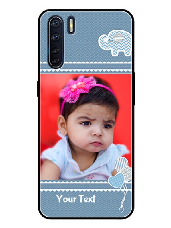 Custom Oppo F15 Photo Printing on Glass Case  - with Kids Pattern Design
