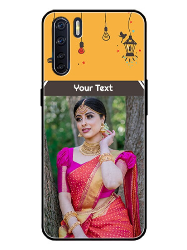 Custom Oppo F15 Custom Glass Mobile Case  - with Family Picture and Icons 