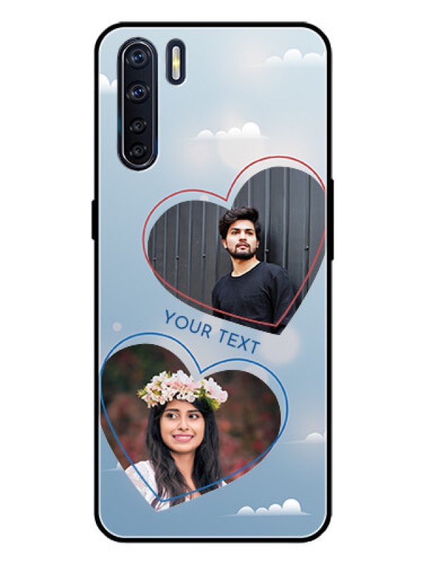 Custom Oppo F15 Custom Glass Mobile Case  - Blue Color Couple Design 