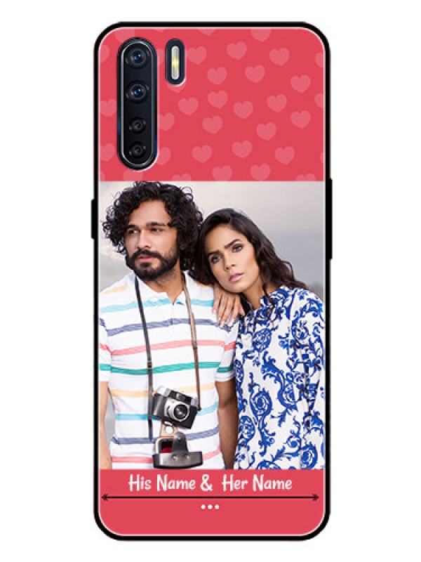 Custom Oppo F15 Photo Printing on Glass Case  - Simple Love Design