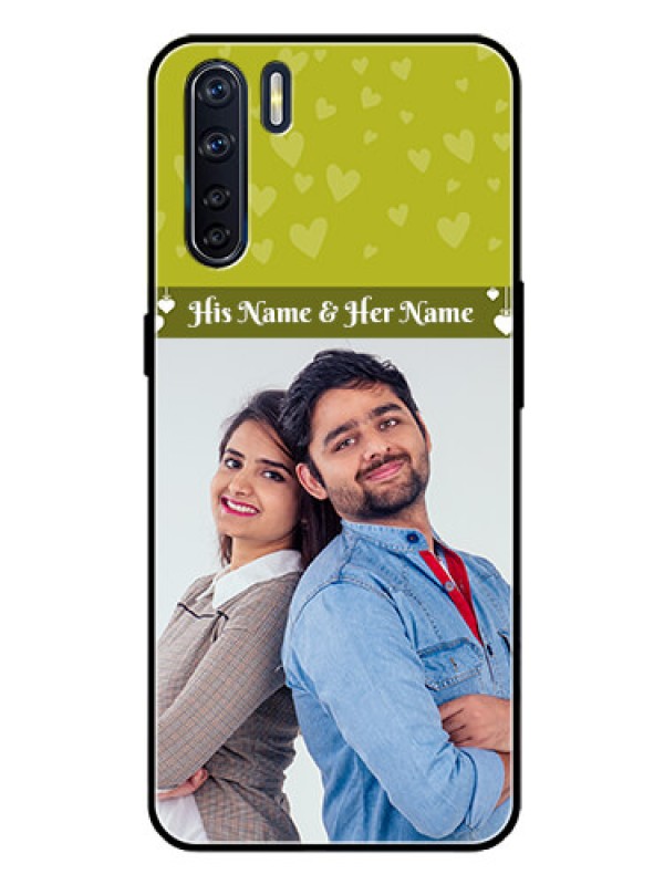 Custom Oppo F15 Custom Glass Phone Case  - You & Me Heart Design
