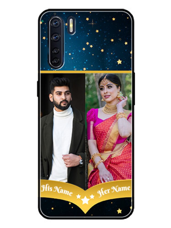 Custom Oppo F15 Custom Glass Phone Case  - Galaxy Stars Backdrop Design