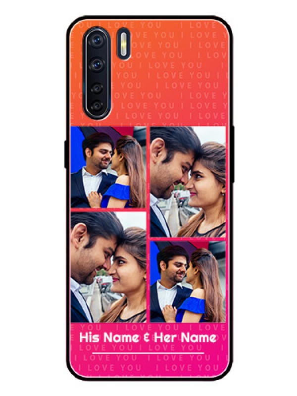 Custom Oppo F15 Custom Glass Phone Case  - I Love You Pink Design