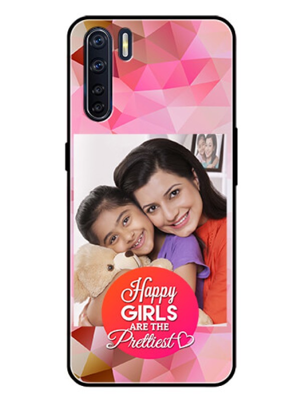 Custom Oppo F15 Photo Printing on Glass Case  - Abstract Triangle Design