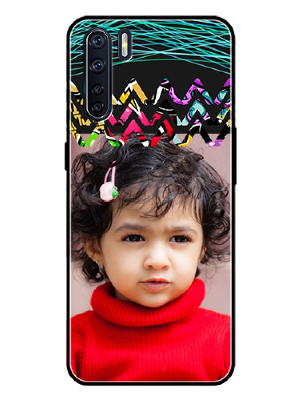 Custom Oppo F15 Personalized Glass Phone Case  - Neon Abstract Design