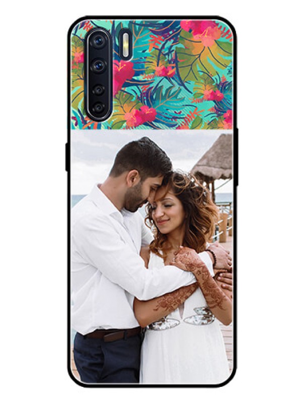 Custom Oppo F15 Photo Printing on Glass Case  - Watercolor Floral Design