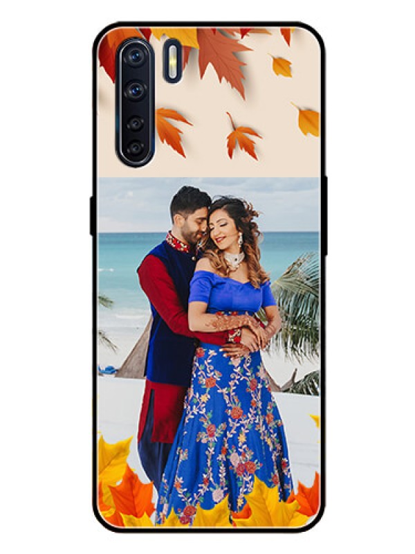 Custom Oppo F15 Photo Printing on Glass Case  - Autumn Maple Leaves Design