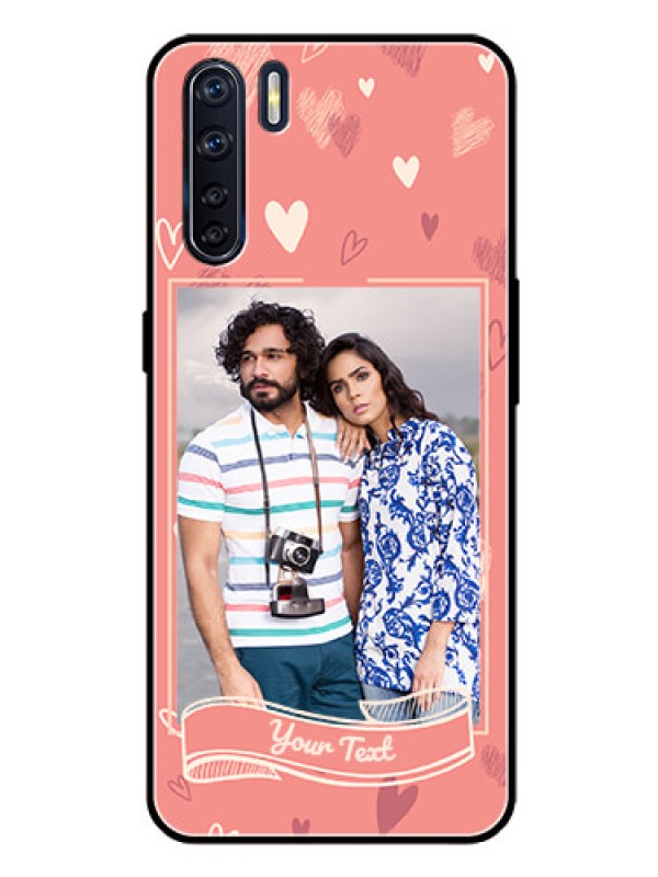 Custom Oppo F15 Custom Glass Phone Case  - Love doodle art Design