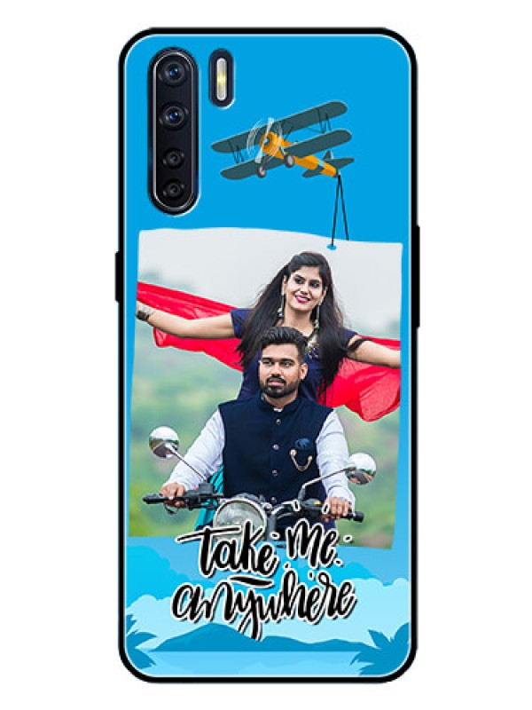 Custom Oppo F15 Custom Glass Mobile Case  - Traveller Design 