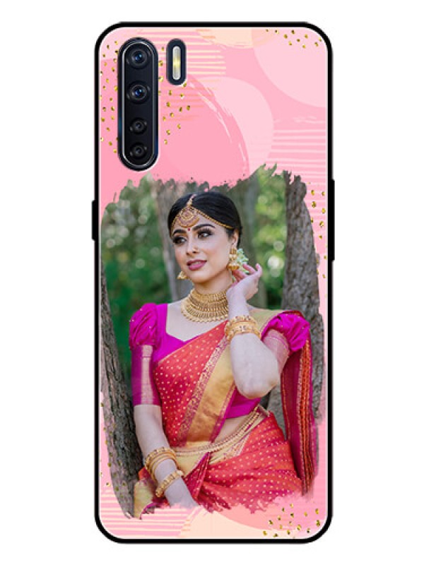 Custom Oppo F15 Personalized Glass Phone Case  - Gold Glitter Splash Design
