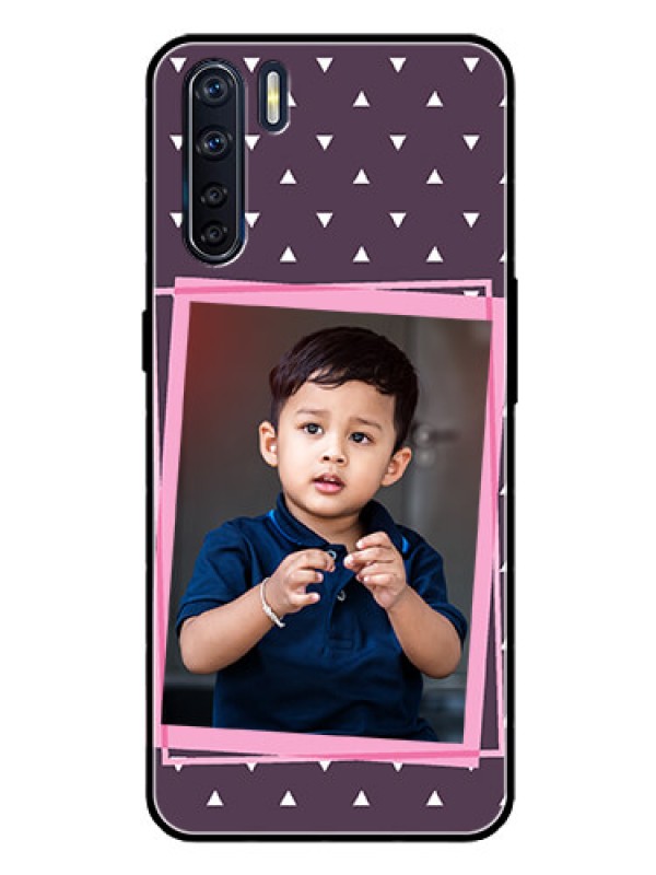 Custom Oppo F15 Custom Glass Mobile Case  - Triangle Pattern Dotted Design