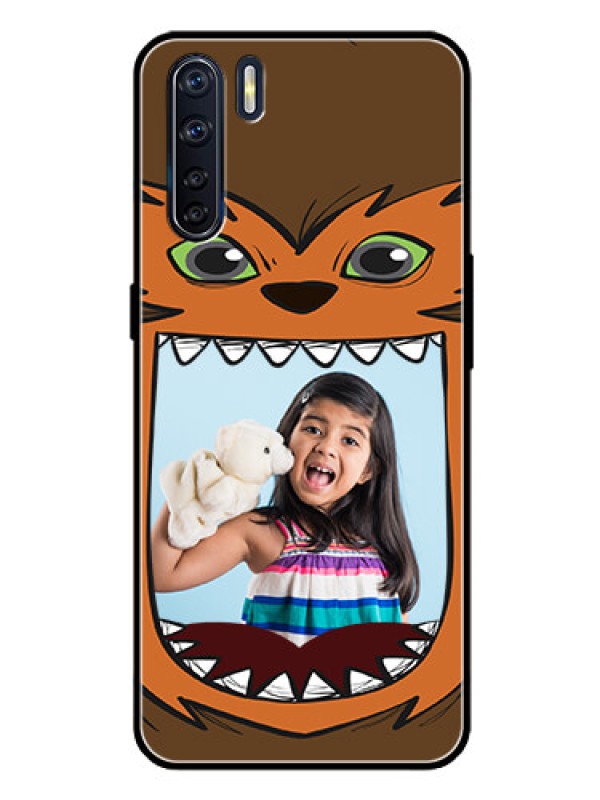 Custom Oppo F15 Photo Printing on Glass Case  - Owl Monster Back Case Design