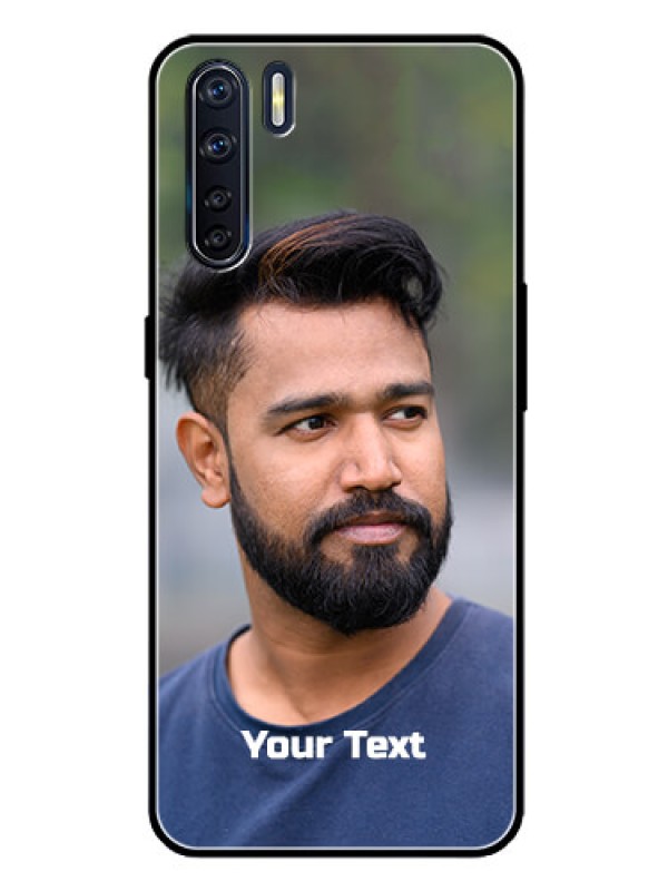Custom Oppo F15 Glass Mobile Cover: Photo with Text