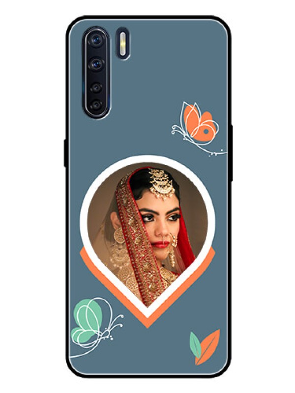 Custom Oppo F15 Custom Glass Mobile Case - Droplet Butterflies Design