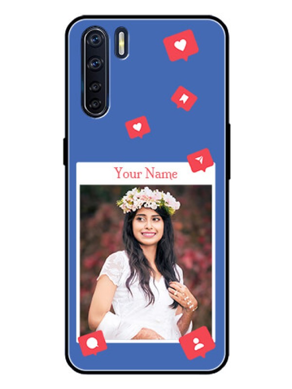 Custom Oppo F15 Custom Glass Phone Case - Like Share And Comment Design
