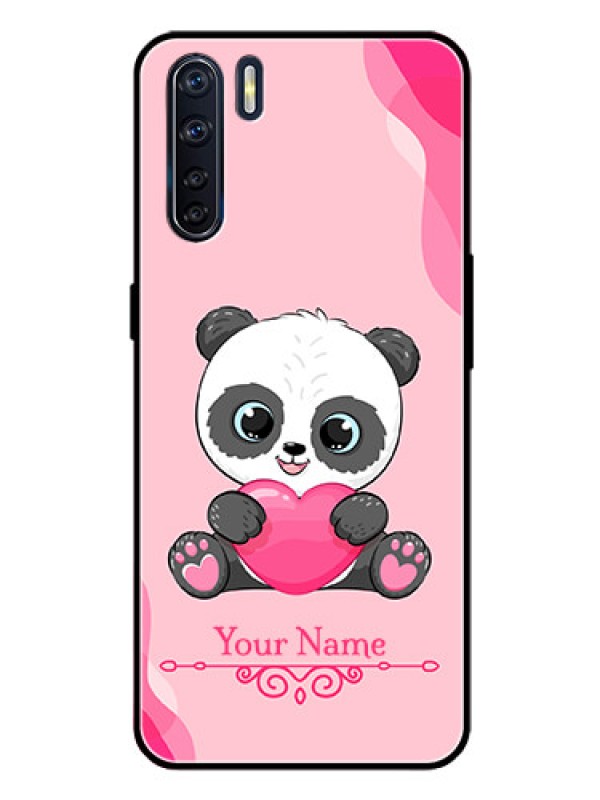 Custom Oppo F15 Custom Glass Mobile Case - Cute Panda Design