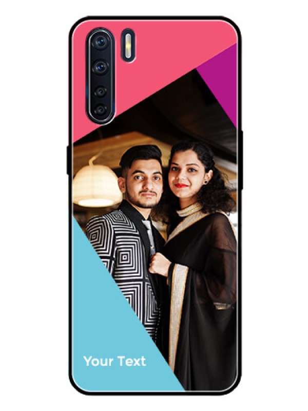 Custom Oppo F15 Custom Glass Mobile Case - Stacked Triple colour Design
