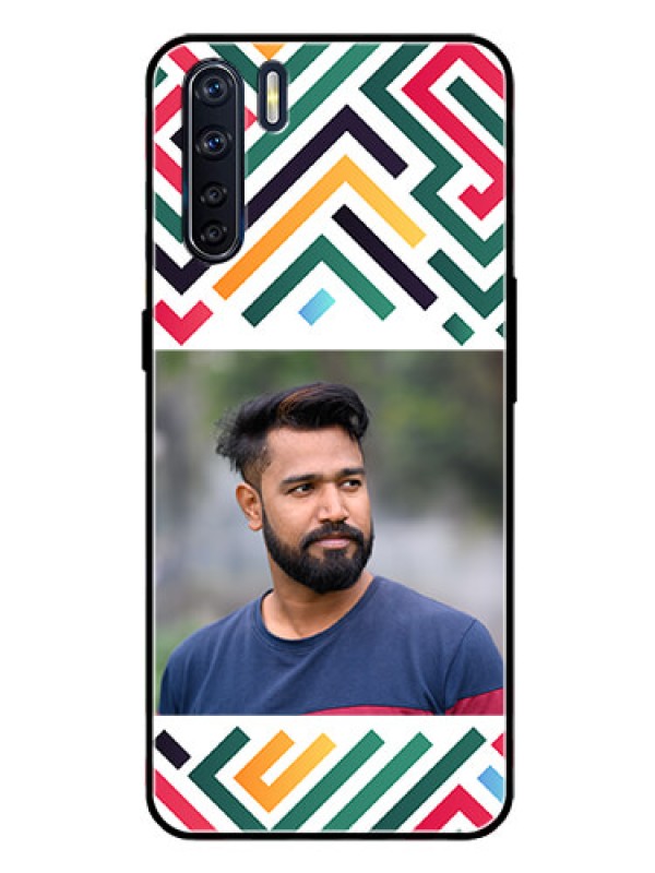 Custom Oppo F15 Personalized Glass Phone Case - Colorful Maze Pattern Design