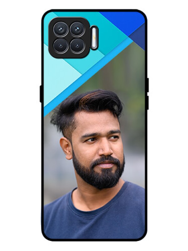 Custom Oppo F17 Custom Glass Phone Case  - Blue Pattern Design